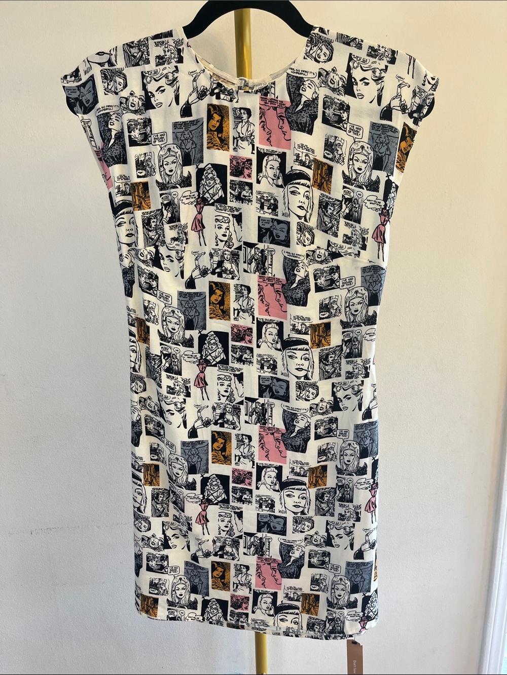 Reformation Lilah Comic-Print Mini Dress in White